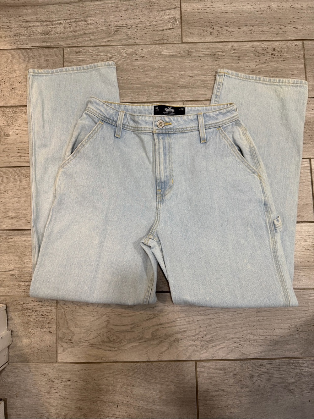 Hollister Light Wash Straight Leg Jeans - Pale Blue